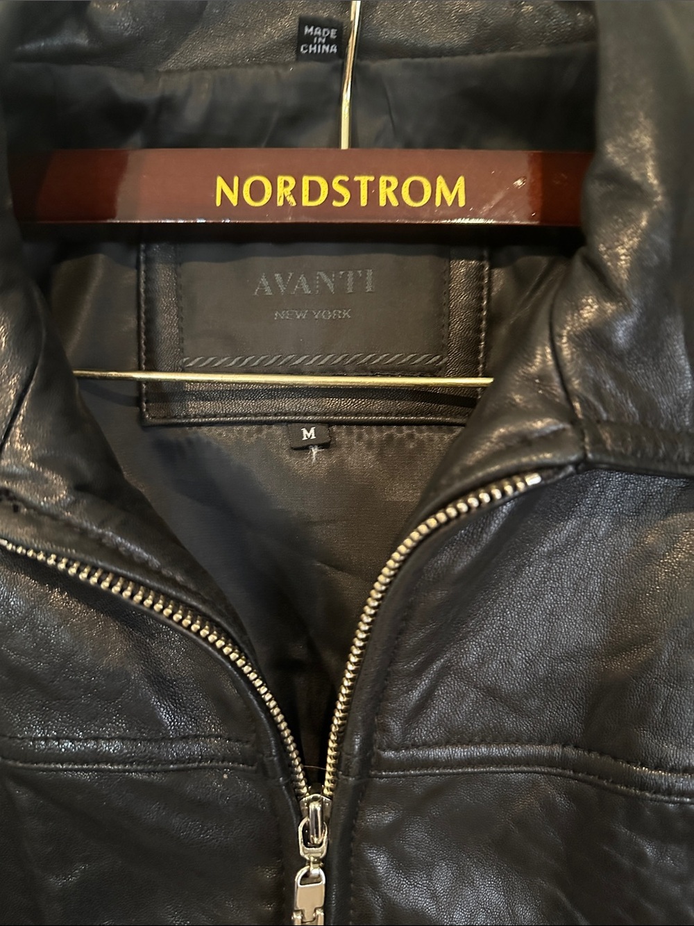 Avanti Women's Black Leather Zip Jacket with Stand Collar